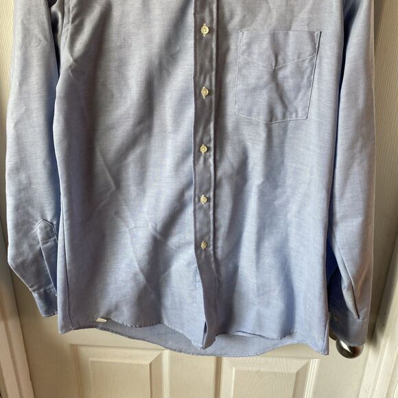 Stafford Size 16-35 Blue Long Sleeve Button Down Shirt Men's - Picture 6 of 9